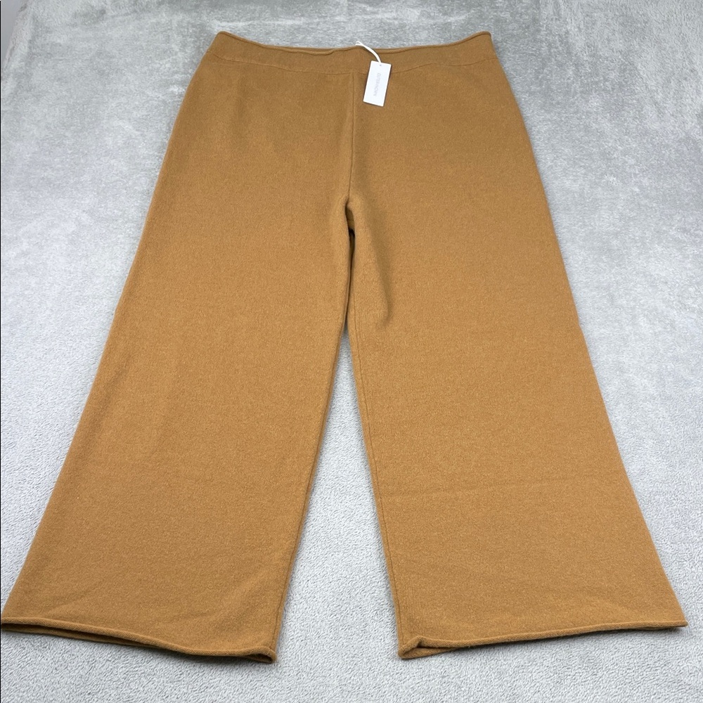 NEW Outerknown XL Cashmere Superfine Wool Tan Wide-Leg Knit Sweatpants